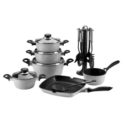 Aluguss-Topfset, 17-teilig grau