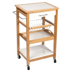 Bambus-Küchen- und Servierwagen