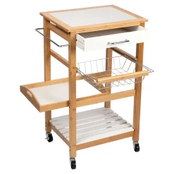 Bambus-Küchen- und Servierwagen