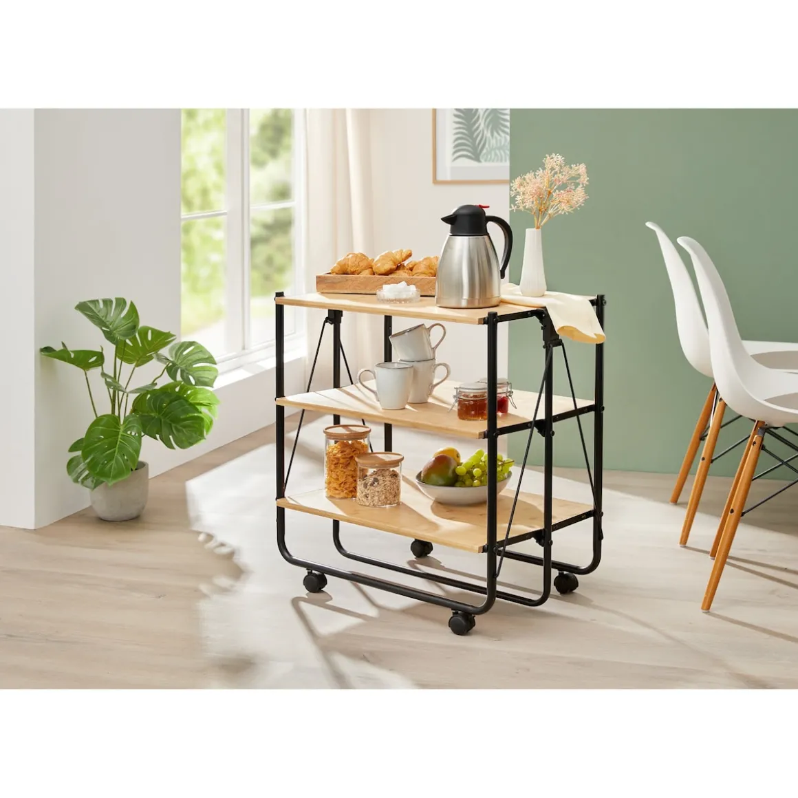 Bambus-Servierwagen, klappbar