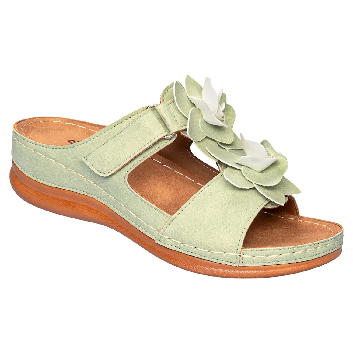 Bequem-Pantolette „Blume“ grün