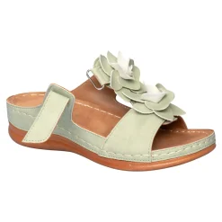 Bequem-Pantolette „Blume“ grün