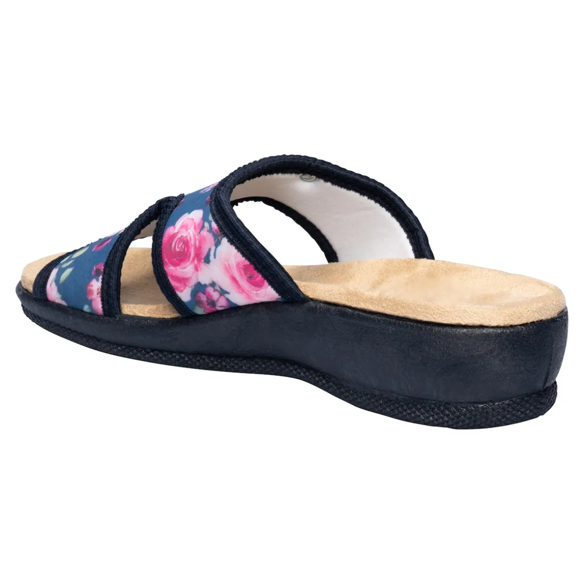 Bequem-Pantolette „Rosen“ marine