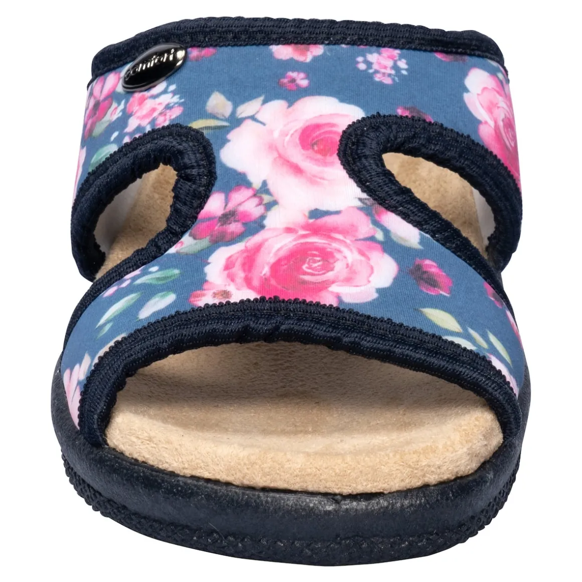Bequem-Pantolette „Rosen“ marine