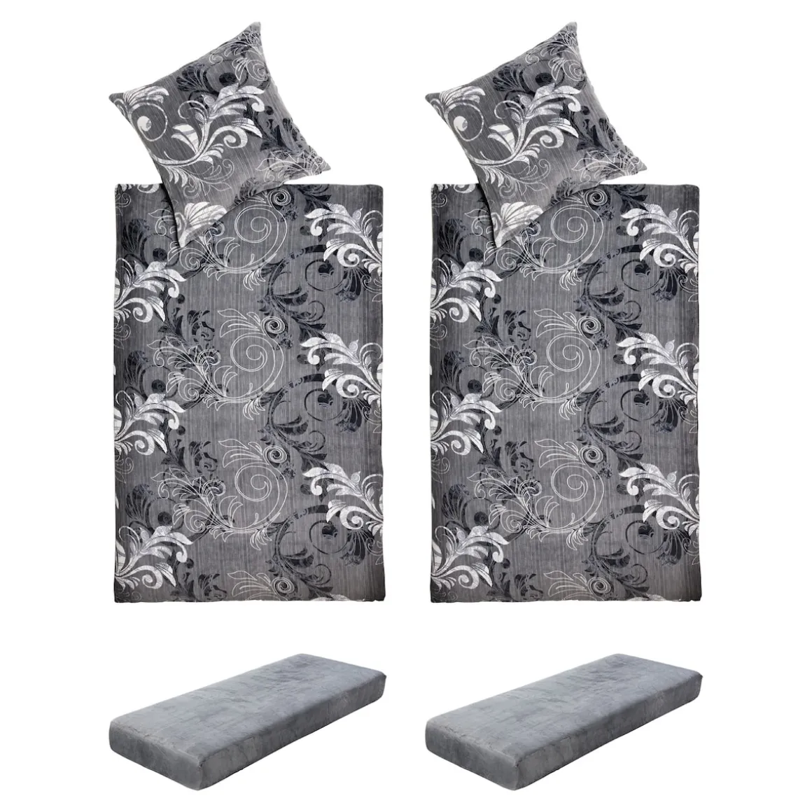 Bettwäsche-Set "Cashmerelike", 6-teilig, 135x200 cm grau