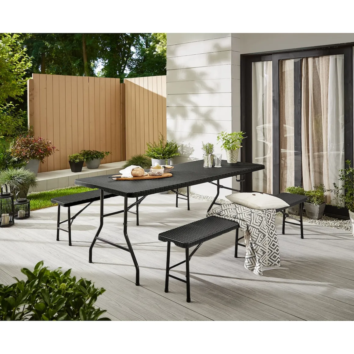 Bierzelt-Garnitur "Rattanoptik", 3-teilig