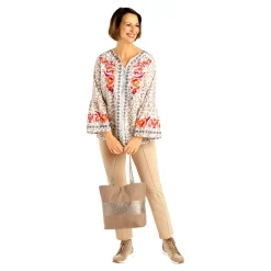 Bluse "Romantik" beige/weiß