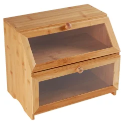 Brotkasten mit 2 Fächern, Holz natur