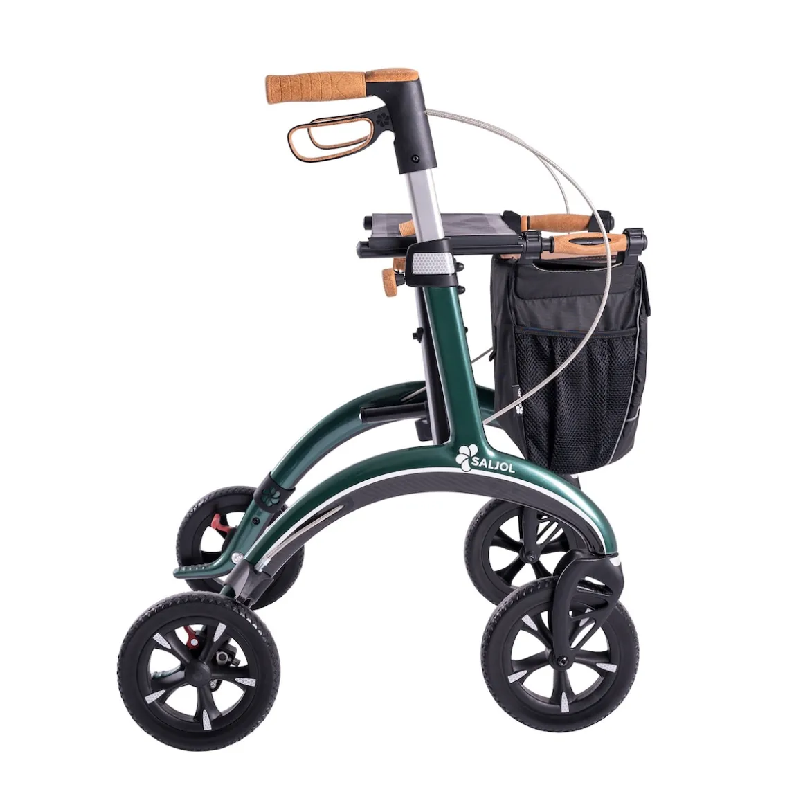 Carbon Rollator inklusive Tasche, faltbar British Racing Green