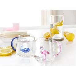 3D Glas-Tasse, 350 ml Flamingo