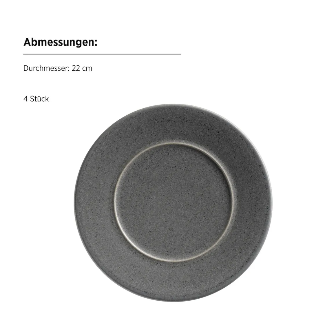 Dessertteller Set, Steinzeug Unico Grau