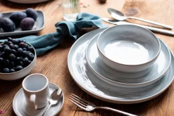 Dessertteller-Set, Steinzeug TIEFER SEE Grau / Weiß