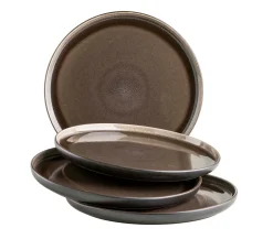 Dessertteller-Set, Steinzeug Niara Schwarz / Grau