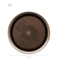 Dessertteller-Set, Steinzeug Niara Schwarz / Grau