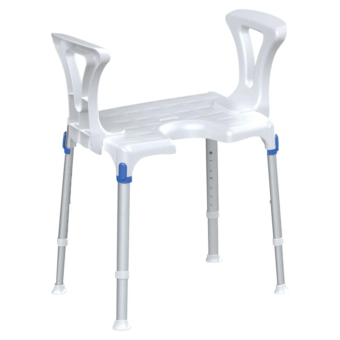 Duschhocker "laguna" mit Hygieneausschnitt & Armlehne