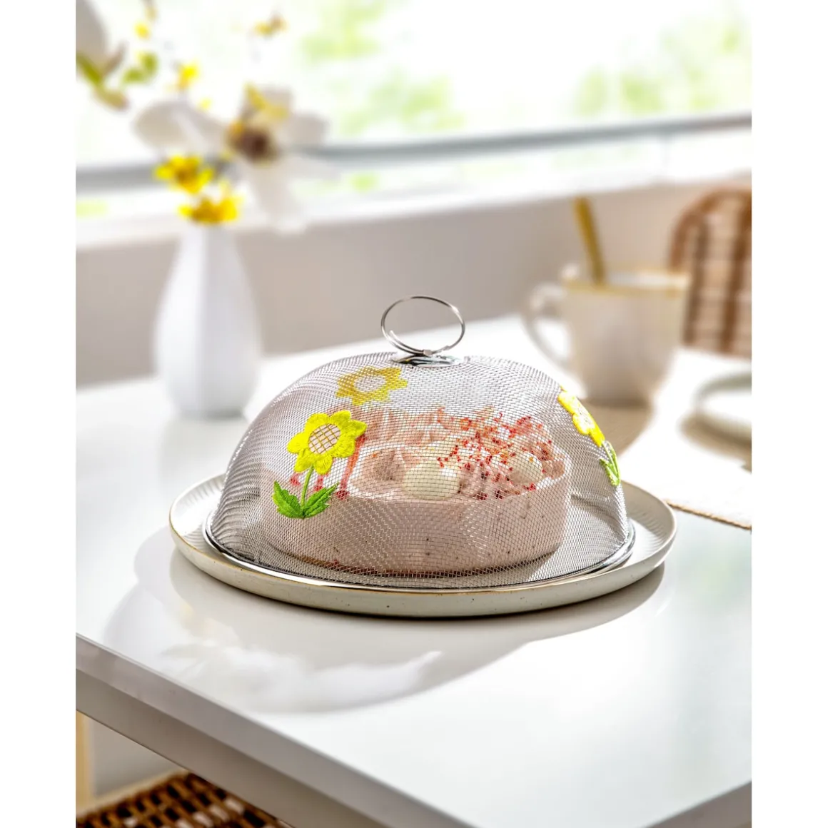 Edelstahl-Abdeckhaube „Sonnenblume“