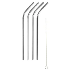Edelstahl-Strohhalme mit Bürste, 4 Stück