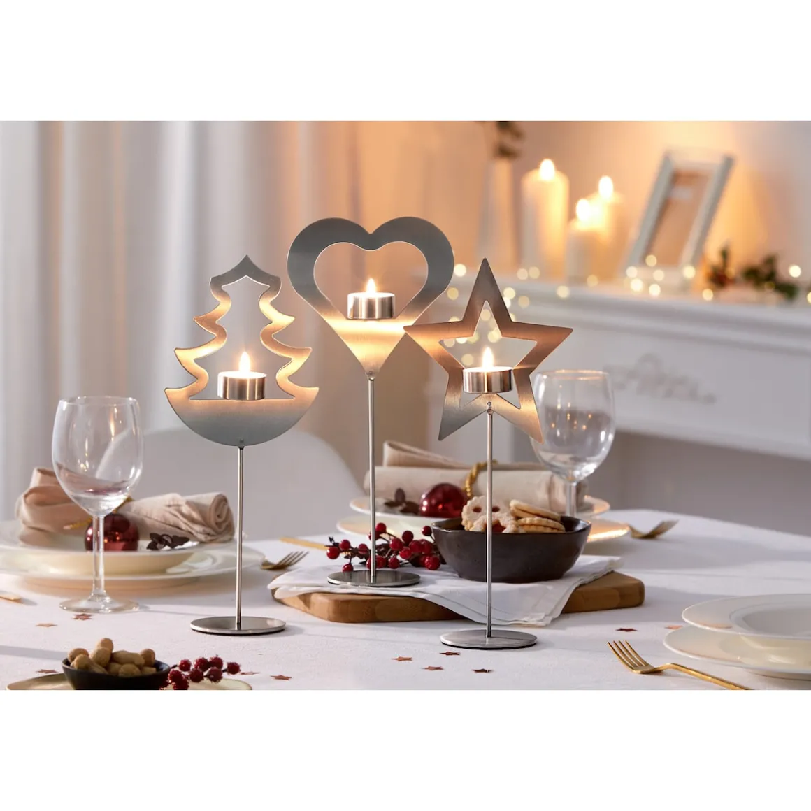 Edelstahl-Teelichthalter "Stern" Tanne