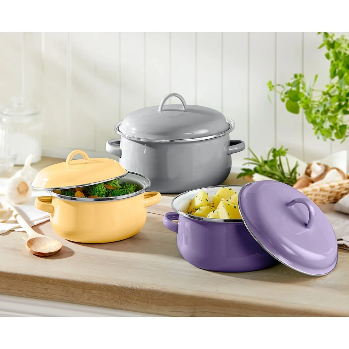 Emailletopf-Set "Trend", 6-teilig