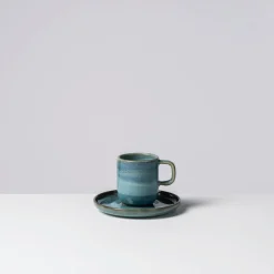 Espressotassen-Set, Steinzeug TIEFER SEE Blau / Grün