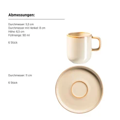 Espressotassen-Set, Steinzeug Cordelia Sand