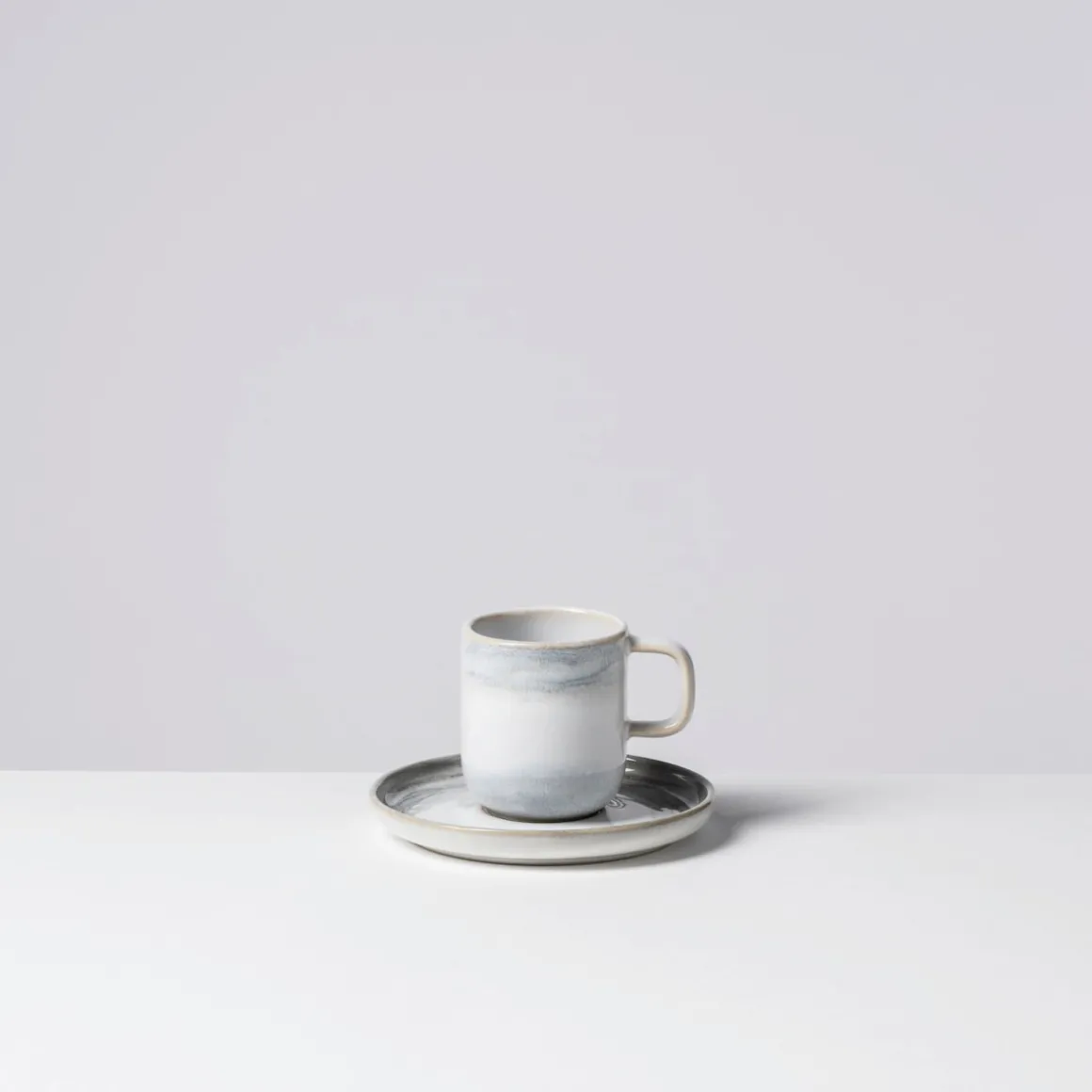 Espressotassen-Set, Steinzeug TIEFER SEE Grau / Weiß