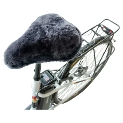Fahrradsattelbezug Lammfell grau