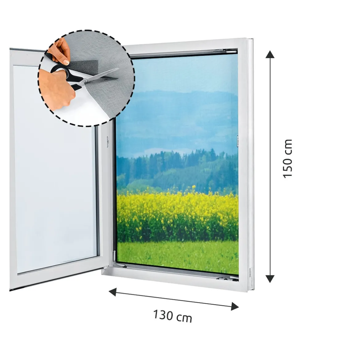 Fenster-Insektennetz "Magic Klick" mit Magnetbefestigung, 2 Stück je 150x130 cm, zuschneidbar