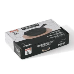 Freyersbacher Gusseisenpfanne 15 cm, Emaille Bratpfanne | mit Brett und Tuch