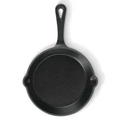 Freyersbacher Gusseisenpfanne 15 cm, Emaille Bratpfanne | mit Brett und Tuch