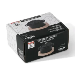 Freyersbacher Mini Cocotte 9 cm Gusseisen, Kleiner Emaille Topf | Rund, mit Brett und Tuch