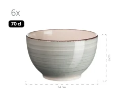 Frühstücksgeschirr, Steingut Lumaca Rauchblau