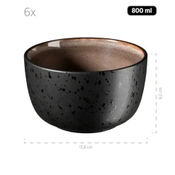 Frühstücksset, Steinzeug NIARA Schwarz / Grau