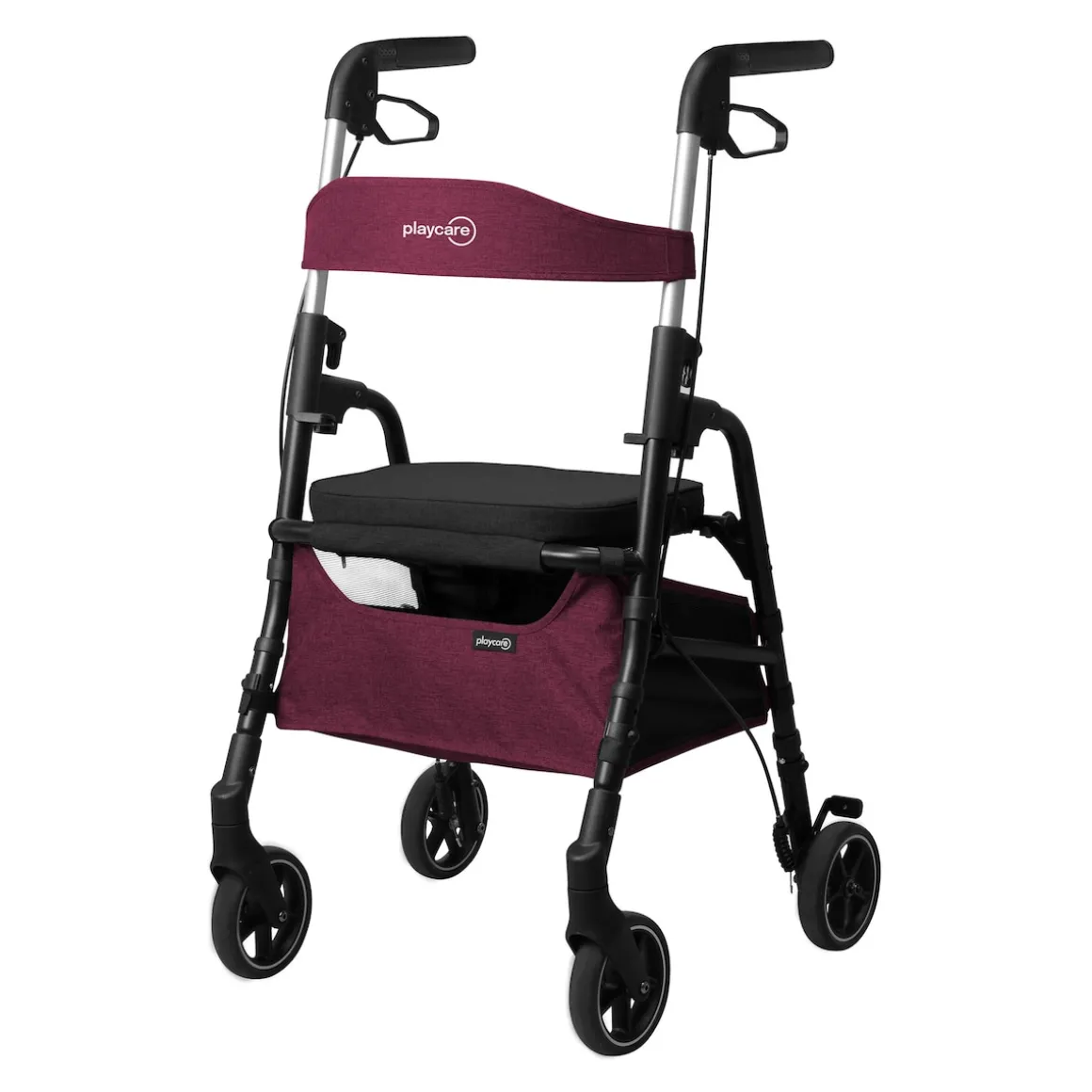 Gehhilfe W04 mit Sitztasche, klappbar dunkelrot