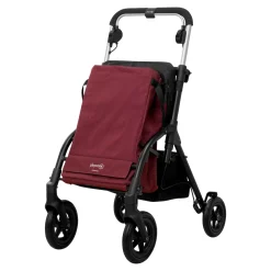 Gehwagen, Shopping Trolley R05 mit Tasche und Sitz dunkelrot