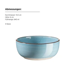 Geschirr Set, Steinzeug Valmera Hellblau