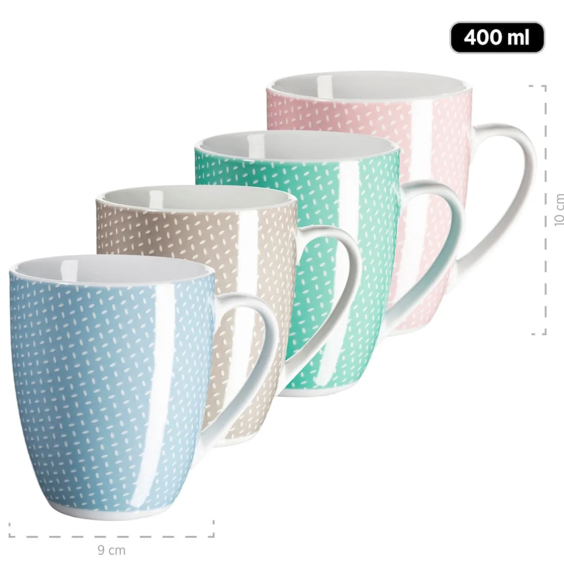 Geschirr-Set, Porzellan Kitchen Time II Rosa, Blau, Grün, Beige