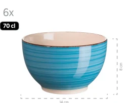 Geschirr-Set, Steingut Lumaca Dunkelblau