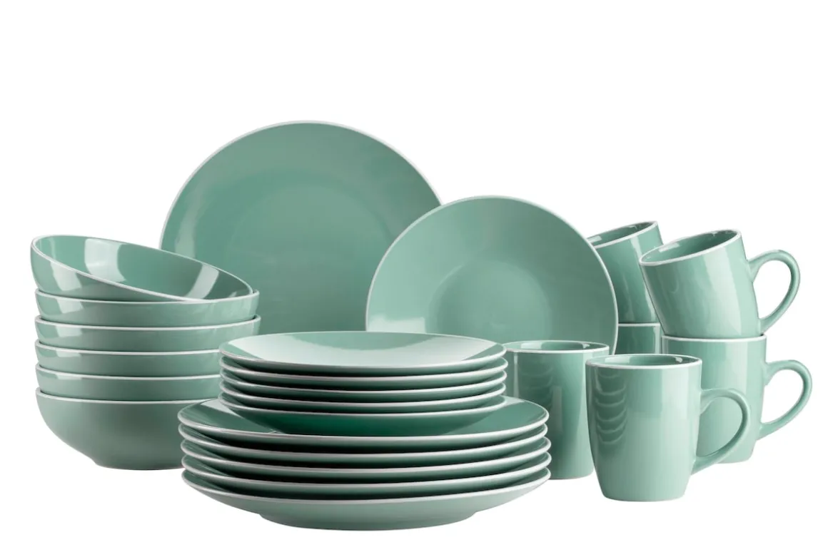 Geschirr-Set, Steinzeug Elissa Grün