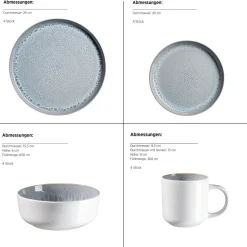 Geschirrset, Steinzeug Lunaria Grau