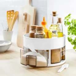 Gewürzregal "Rondell", drehbar mit 4 Schubladen + Gratis 4 Portionierlöffel