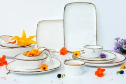 Gourmetteller Set, Porzellan Pintar Beige / Blau