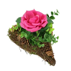 Grabgesteck "Rose mit Tannenzapfen"