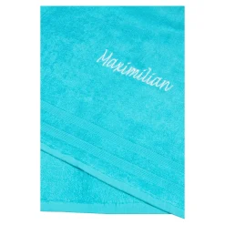 Handtuch personalisiert mit Namen, 50x100 cm, 100% Baumwolle türkis