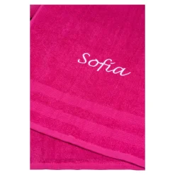 Handtuch personalisiert mit Namen, 50x100 cm, 100% Baumwolle pink