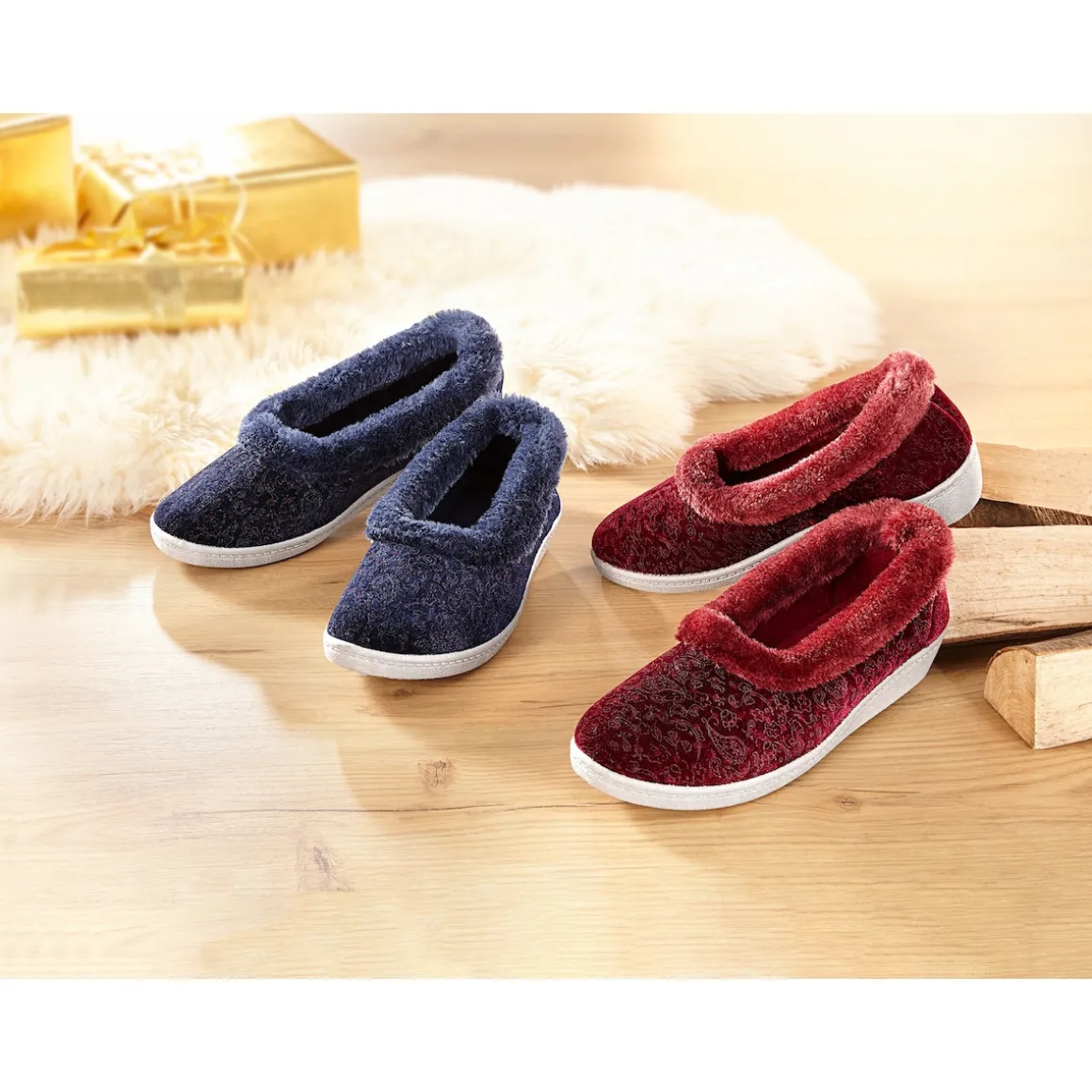 Hausschuh "Elegant" bordeaux