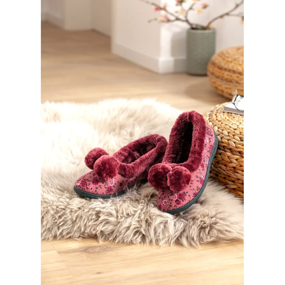 Hausschuh "Helga" bordeaux