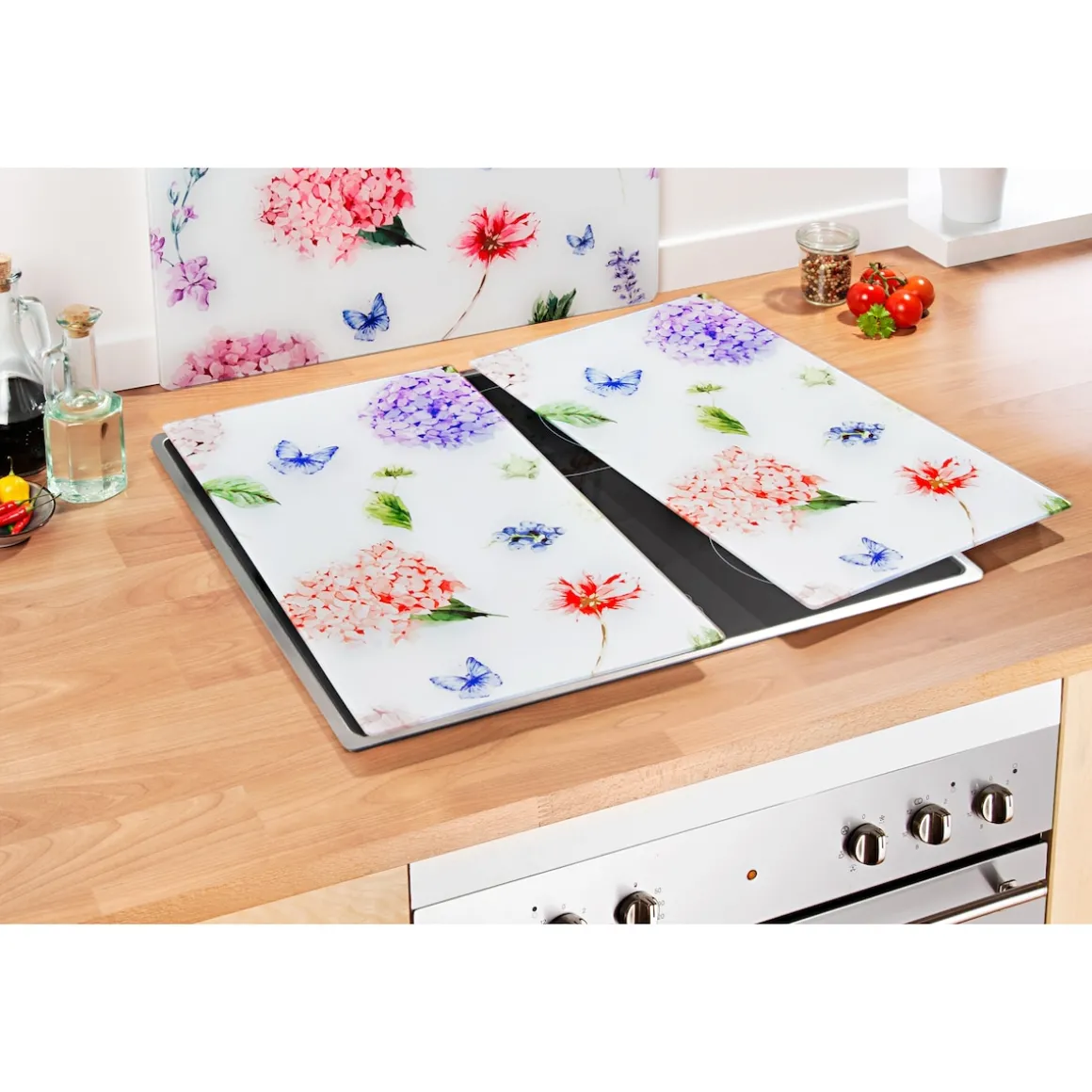 Herdabdeckplatten "Frühling", 2 Stück