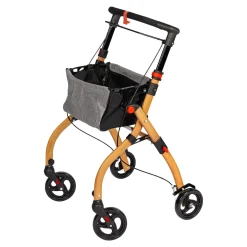 Indoor-Rollator in Holz-Optik mit Tasche und Tablett - AT51040 schwarz/braun