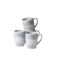 Kaffeebecher-Set, Steinzeug TIEFER SEE Grau / Weiß